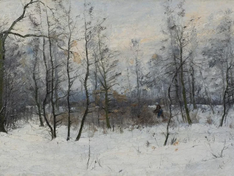 1862-Henri Rul - Vista animata di una foresta invernale